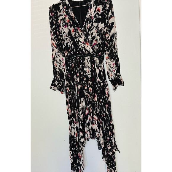 ALLSAINTS Lizia Wing Silver Studded Black Floral Asymmetrical Rocker Dress Size2 - Picture 14 of 14